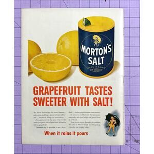 1945 Morton's Salt and Grapefruit Vintage Print Ad